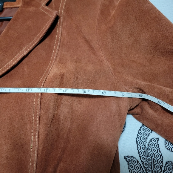 Genuine suede leather rust blazer jacket - Picture 3 of 8
